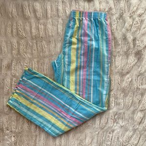 PINK Victoria’s Secret Lightweight Cotton Pink, Blue, Yellow Striped Paj…